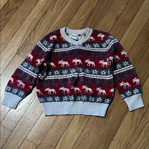 Hatley Red and Gray Kids Sweater with Moose Pattern